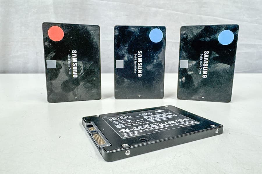 4 SSDs Samsung 850 EVO, je 250 GB